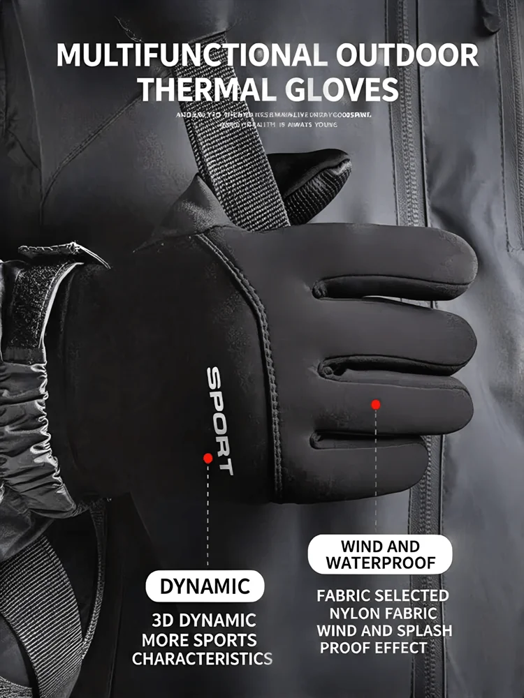 thermal outdoor sport gloves black