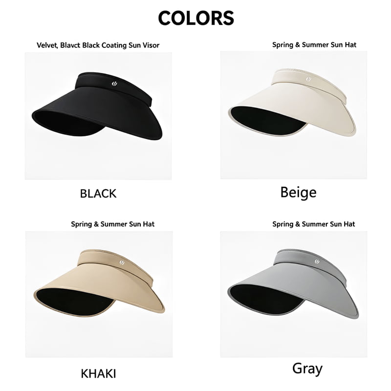 Wide brim sun hat velvet black rubber inner lining UV protection detail