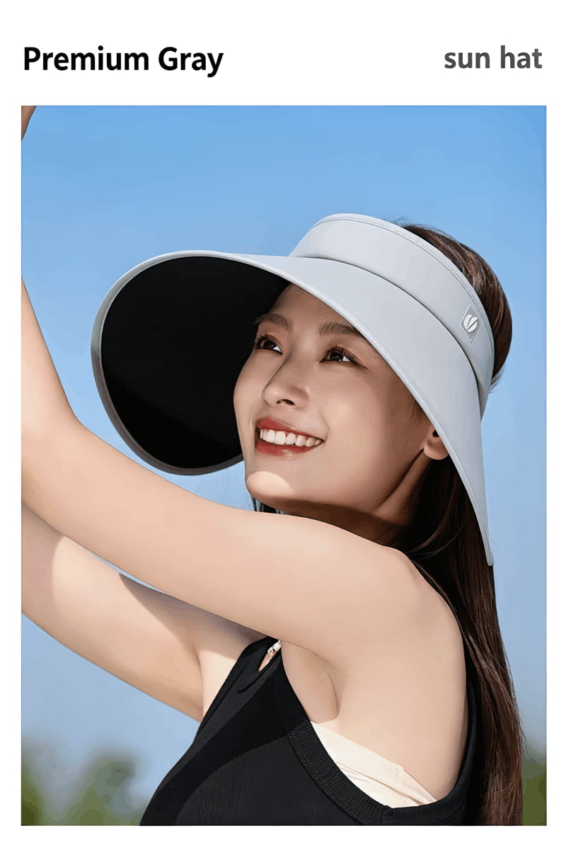 Wide brim sun hat elastic adjustable buckle strap fit detail