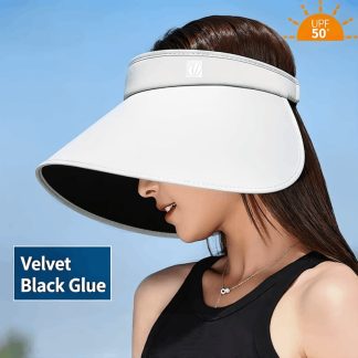 Wide brim sun hat, velvet sun visor, empty top uv protection hat, foldable cycling sun hat, full face coverage sun hat, women outdoor uv hat